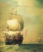 Monamy, Peter An English East Indiaman bow view china oil painting reproduction